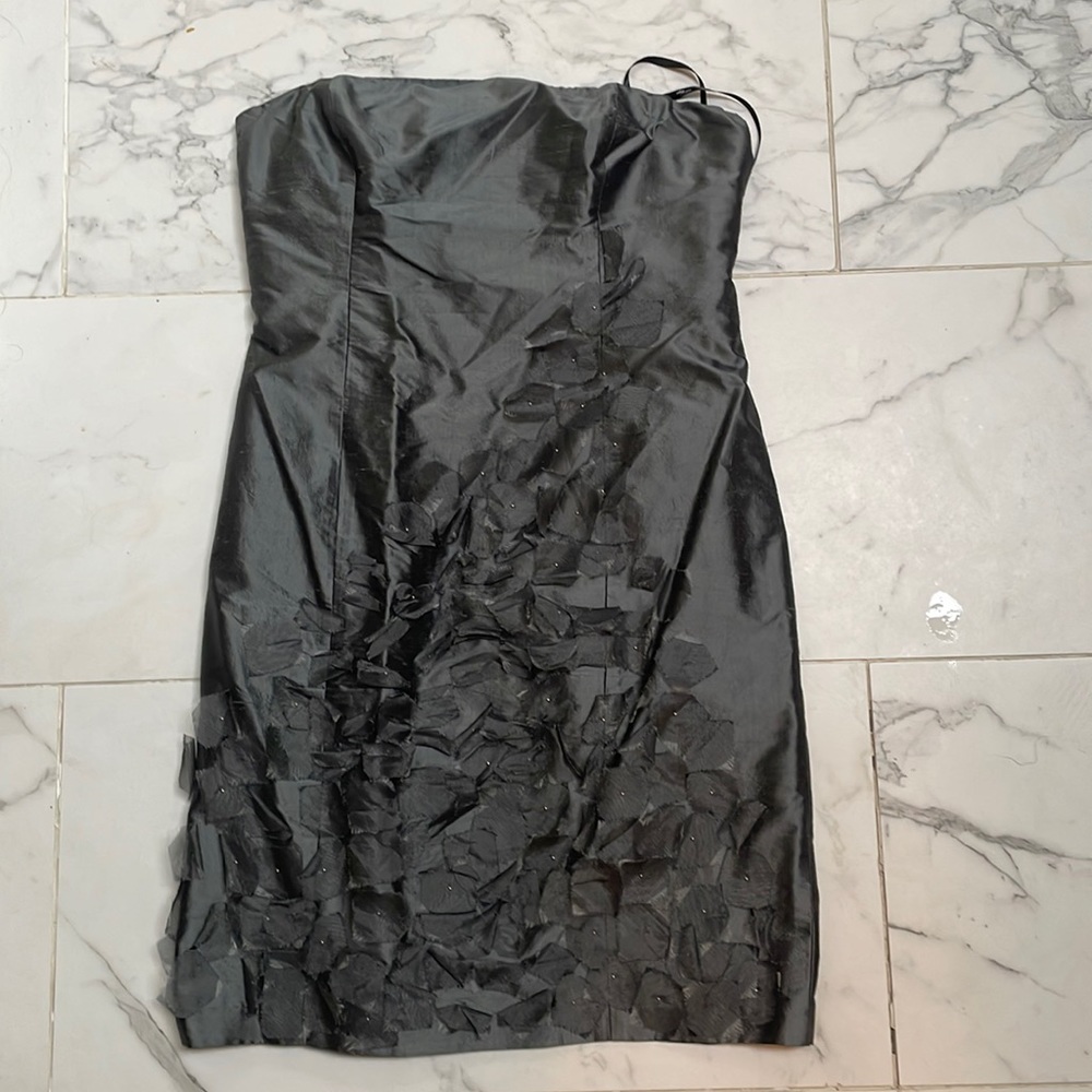 Suzi Chin Strapless Silver Dress Size 8